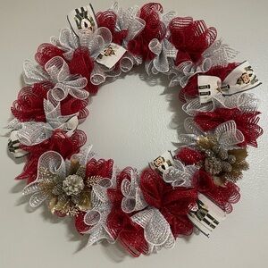 Festive Red and Silver Holiday Wreath